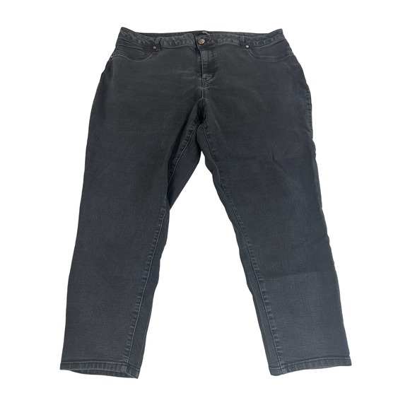 1822 Denim Denim - 1822 Denim Womens Plus Size 24W Black Skinny Ankle Jeans Stretch Cropped Pants